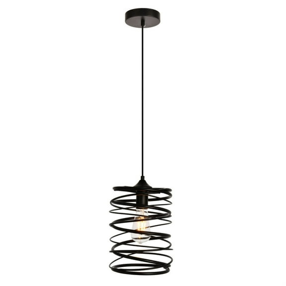 Hopper Collection Pendant D7.9 H11.8 Lt:1 Black Finish