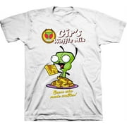 Mens Nickelodeon Invader Zim Shirt - Retro Nick Invader Zim tee - Classic Nick Graphic T-Shirt (White, Large)