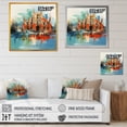thumbnail image 4 of Designart "Milan Cityscape A Palette of Orange and Blue" Cityscapes Framed Wall Art Decor - Industrial Orange Milan Hallway Framed Wall Art Decor, 4 of 6