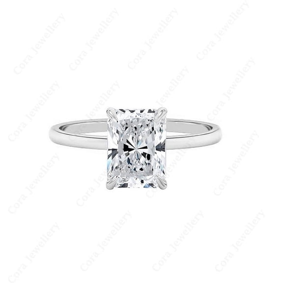 Cora Jewellery 2.5CT Radiant Moissanite Bridge Diamond Solitaire Engagement Ring For Women, 10K White Gold