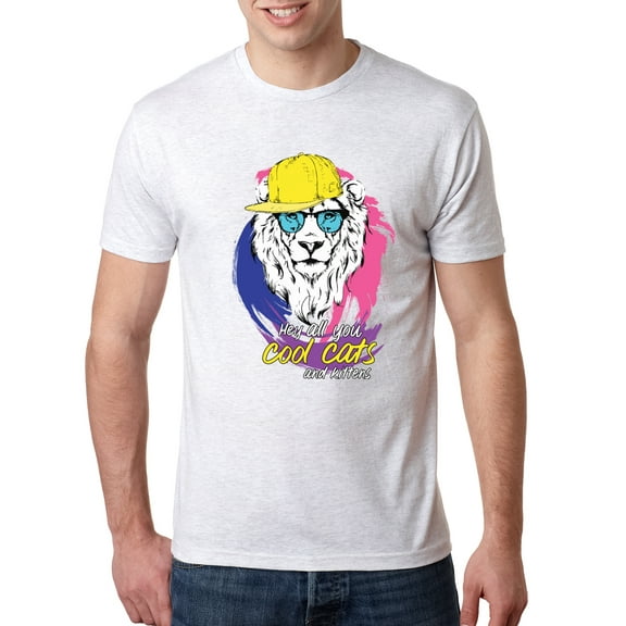Wild Bobby, Funny Lion Tiger King Hey All You Cool Cats and Kittens | Mens Animal Lover Premium Tri Blend T-Shirt, Heather White, Small