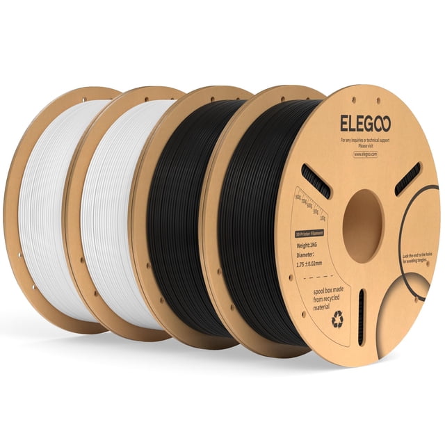 Filamento para impresora 3D ELEGOO PLA Plus, 1,75 mm, blanco y negro, 4 kg