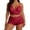 Burgundy, variant on Women's 2 Piece Floral Cami Pajama Set Plus Size Loungewear Lace See Through Bra Set Sheer Mesh Sleepwear Push Up Bralette Matching Scallop Hem Panties Green