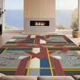 thumbnail image 2 of Design&I 8'x10' Washable Area Rug Checkered Grid Border Bold Track Loops Car Interlocking Stripes Playful for King Size Bedroom, Under Bed, Sleek Flatweave Pet Friendly, 2 of 7