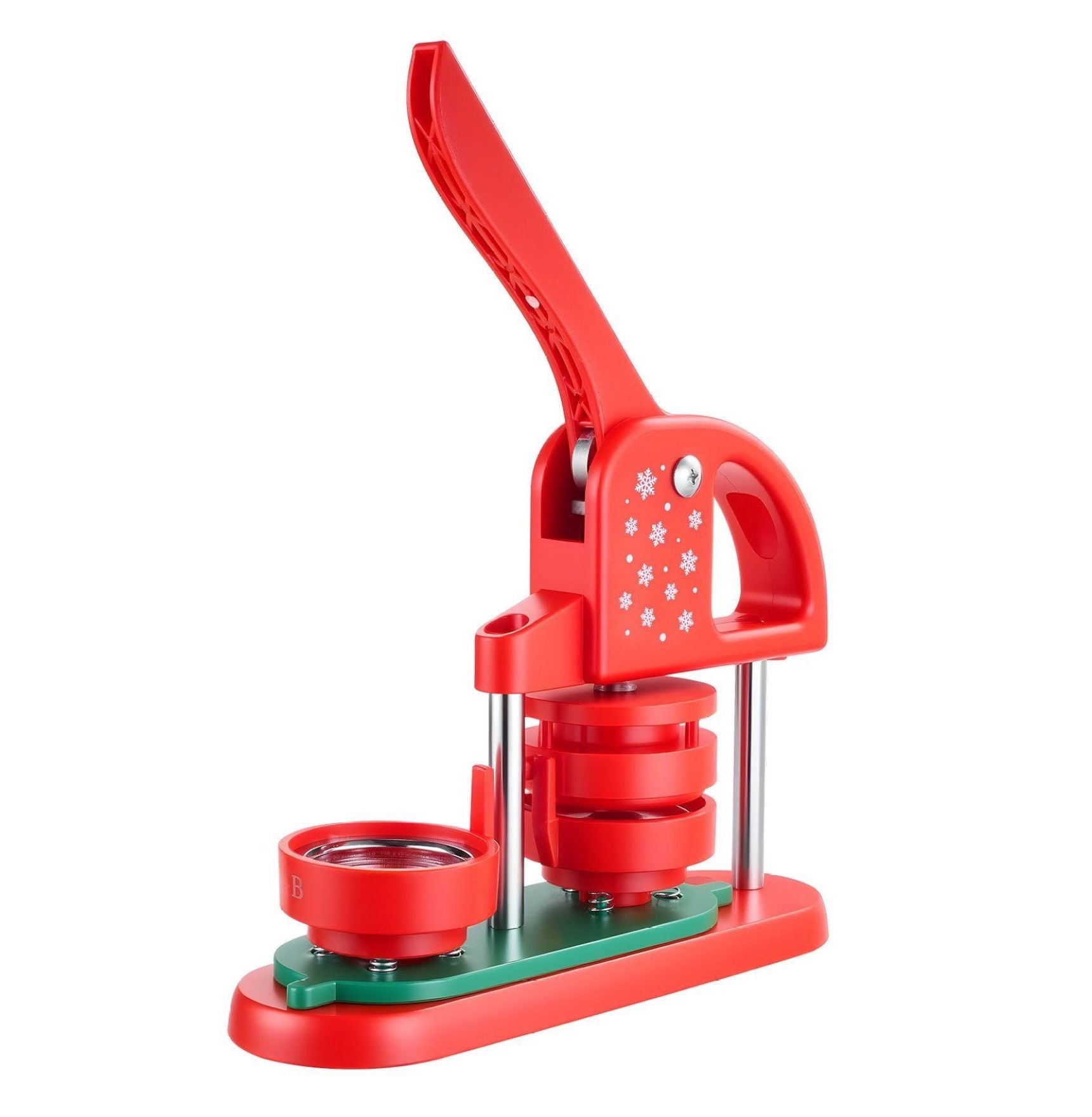 Button Maker Machine 2.28 inch, DIY Pin Maker Kit with 100 Parts, Circle Cutter & Wrenches, Red - for Badges, Personalized Pins, Keychains