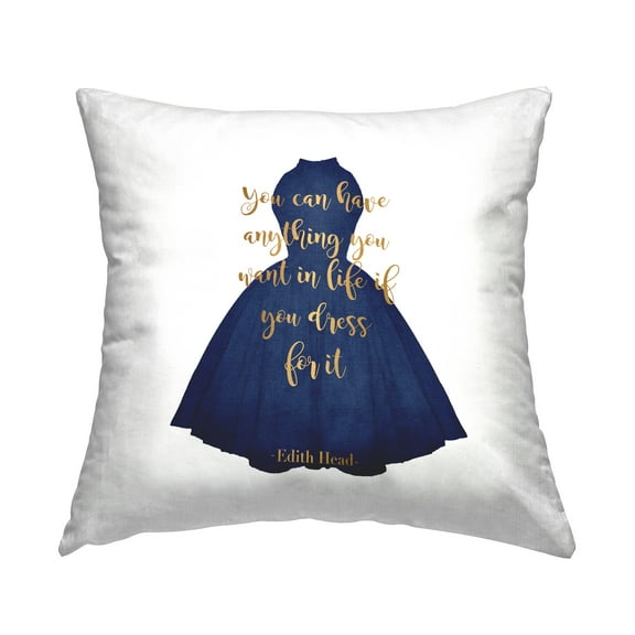 Stupell Industries If You Dress For It Navy Blue Fashion Gown Design by Amanda Greenwood Throw Pillow