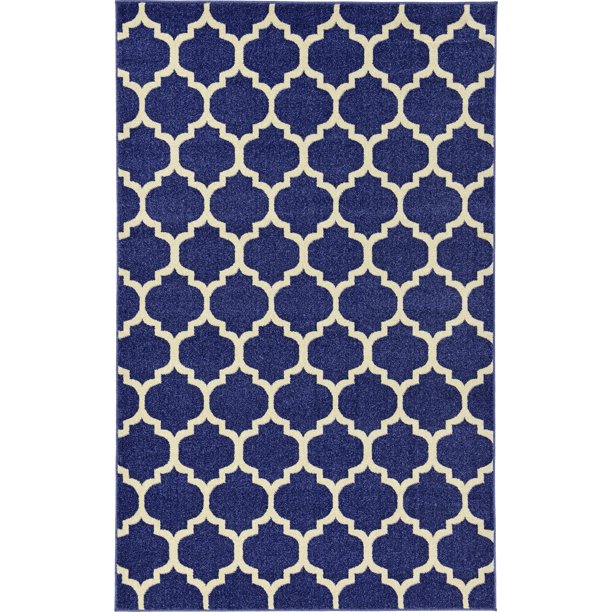 Unique Loom Trellis Geometric Modern Area Rugs, Blue
