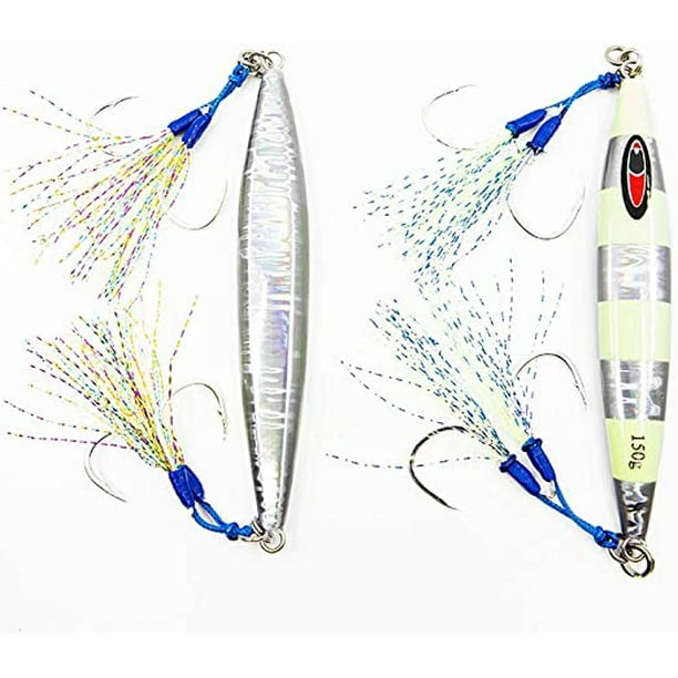 Jigs R Us Sardine Slow Pitch Jig Silver Glow 150g Rigged with Top and
