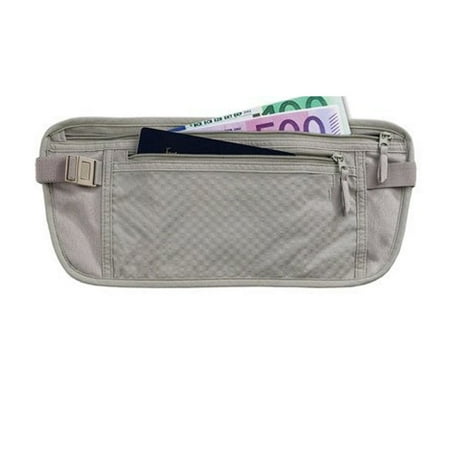 Unisex Zipped Compact Wallet - 1Pc Money Belt Pouch Hidden Travel Wallet Passport ID Holder Secure Khaki Unisex