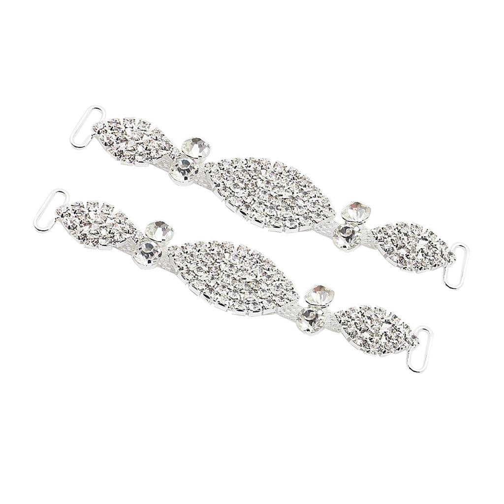 HOMYL 4X 2 Pieces Metal Chain Buttons Rhinestone Bikini Swimwear Connectors Buckle