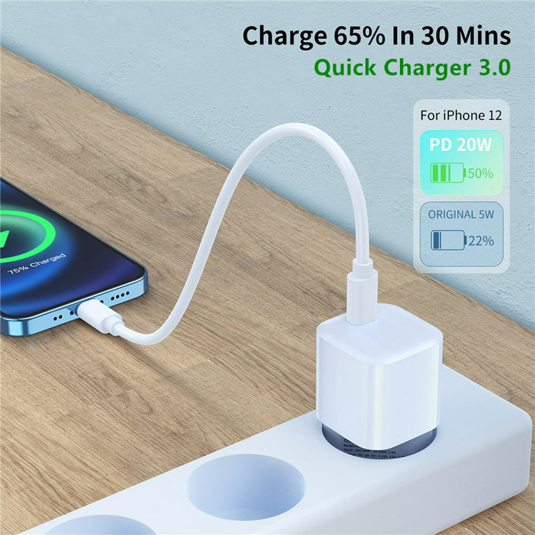  iPhone 13 12 Charger, 20W USB C Wall Charger, iPhone 12 Fast  Charger Adapter, PD 3.0 Type C Charger Compatible with iPhone 14/13  /12/11/X Series, Pixel 3/Galaxy S20/S10 : Cell Phones & Accessories