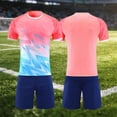 thumbnail image 2 of Odeerbi Niños Niñas Malla Rápido Seco Uniforme de Fútbol Conjunto Geométrico Gradiente Impresión Camiseta Shorts Ropa Deportiva Atlética Para 5-15 Años, 2 of 7