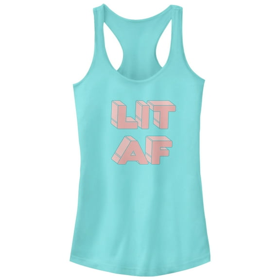 Junior's CHIN UP LIT AF Racerback Tank Top Cancun 2X Large