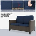 thumbnail image 5 of GAZEBETER Outdoor Loveseat Sofa,Patio Wicker Loveseat with Seat Cushions and Thicking Back,2 Seat Outdoor Couch for Porch Deck Backyard,Blue, 5 of 8