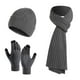 thumbnail image 2 of Juego de tres piezas de lana gruesa de punto, Gorro, bufanda y guantes, Color Gris Oscuro, 2 of 3