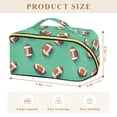 thumbnail image 4 of FORMRS Makeup Bag Travel Cosmetic Organizer for Women Fold Flat Zipper Pouch with Handle, Green American Footballs, 4 of 8