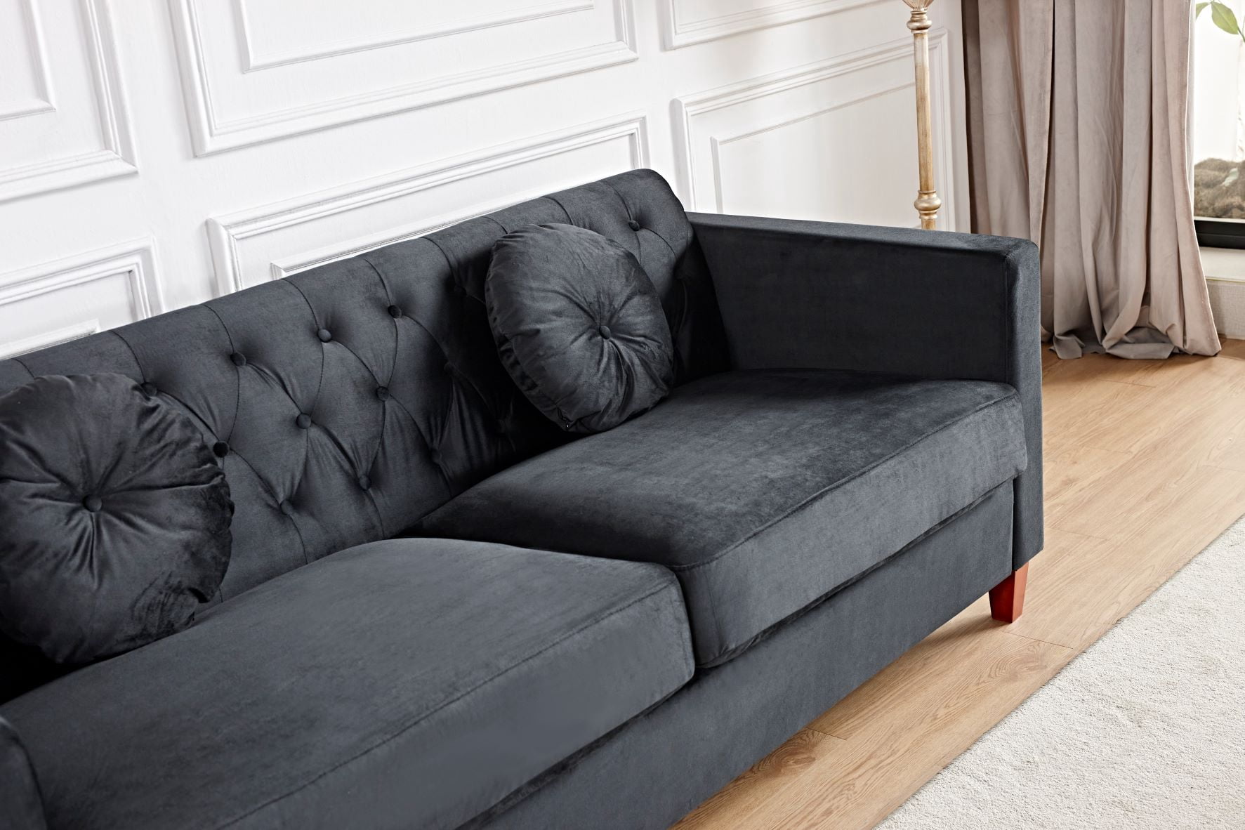 Uspridefurniture Cendejas 59'' Velvet Square Arm Loveseat,Black