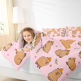 thumbnail image 3 of Manfei Cute Capybara Twin Comforter Sets,Lovely Initial A Bedding Set,Pink Brown,Pink Reversible,2-Piece,1 Comforter and 1 Pillowcase, 3 of 7
