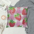thumbnail image 2 of Shiartex  Pink Strawberry Decorative Square Throw Pillow Cover Girly Cartoon Fruits Kawaii Pillow Cover for Living Room RV Farmhouse Style Grid Plaid Party Cushion Case, 2 of 5