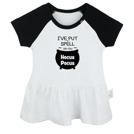 

I ve Put a Spell On You Hocus Pocus Funny Dresses For Baby Newborn Babies Skirts Infant Princess Dress 0-24M Kids Graphic Clothes (Black Raglan Dresses 6-12 Months)