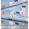 thumbnail image 2 of Soimoi Poly Georgette Fabric Leaves,Tree Stump & Baby Elephant Kids Print Fabric by Yard 42 Inch Wide, 2 of 3