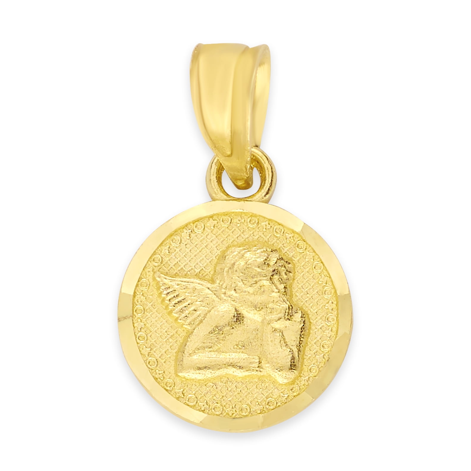 10k Gold Dainty Angel Medal Necklace 