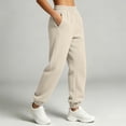 thumbnail image 4 of ZHYou No Boundarie Sweatpants for Women Casual Cuffed Leg Stretchy High Waisted Loose Cute Pants with Side Zip Pocket,Beige,Size M, 4 of 7