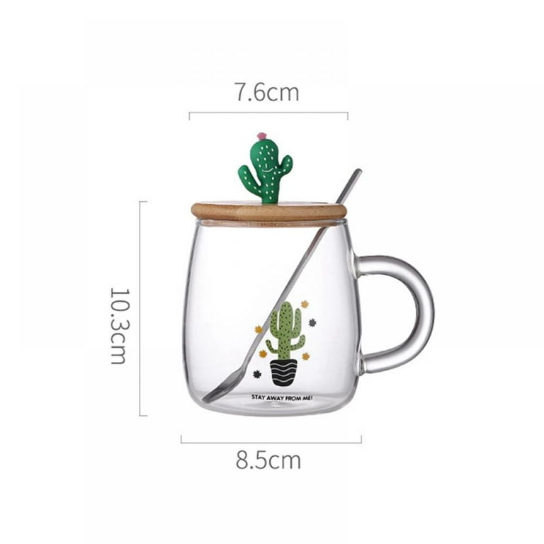 1pc Creative Cactus Shaped Glass Cup With Lid And Straw For Cold Drink,  Juice