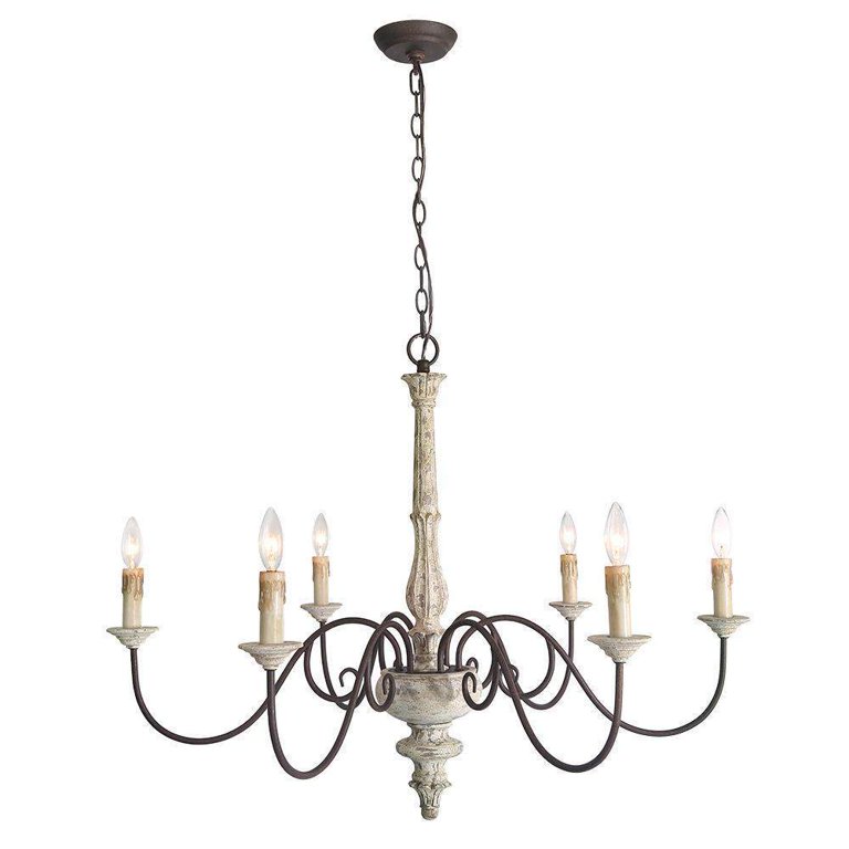 The Gray Barn Stable View 6-Light Rustic French Country Island Chandelier for Kitchen - D39* H38 - Off-White