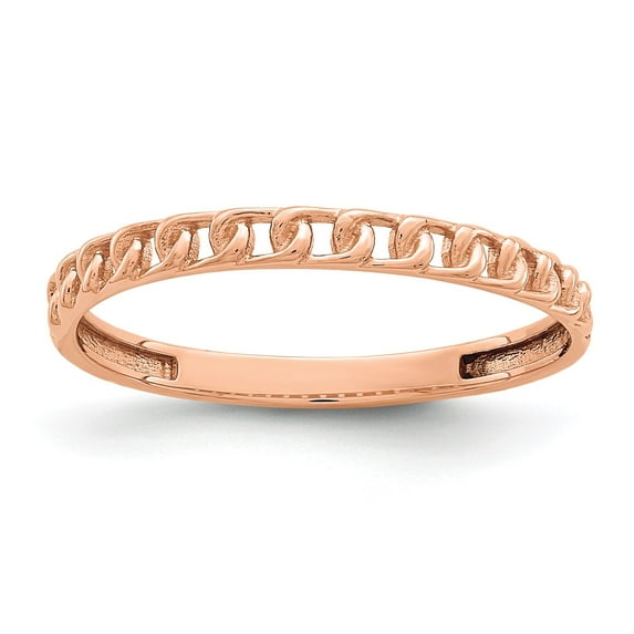 Solid 14K Rose Gold Link Design Ring Band Size 5.5