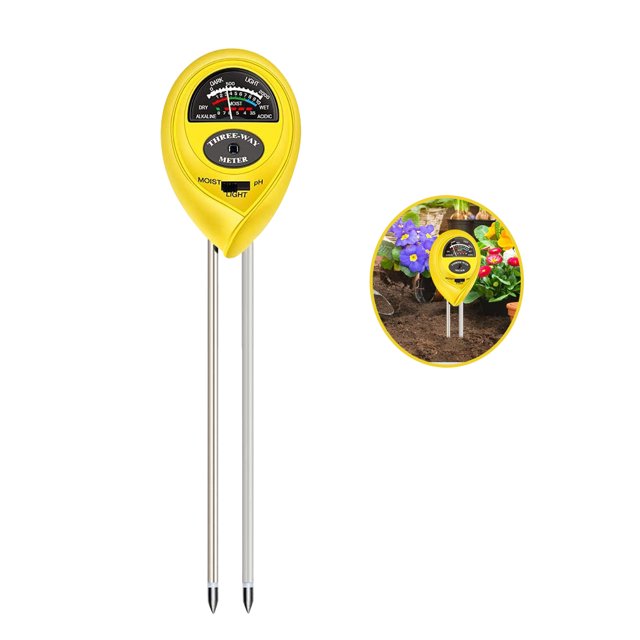 Moyic Medidor de pH de suelo 3 en 1, medidor de humedad de PH, medidor de luz, analizador hidropónico, Detector de jardinería, higrómetro Jardín y Patio Amarillo Moyic HA000175-01B