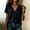 Black, variant on Women's V Neck Pleated Front Blouse Cotton Blend Short Sleeve Loose Fit Casual Tunic Top Orange S