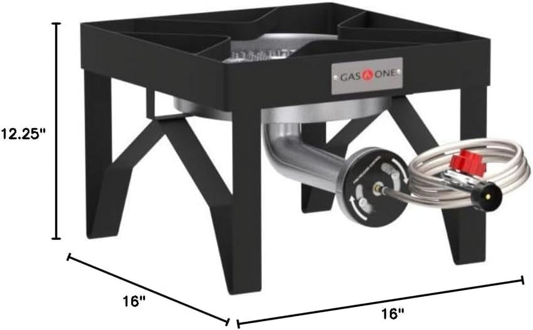 GasOne Propane Single Gas Burner 200,000BTU Heavy Duty - 0-20 PSI Adjustable Regulator and Hose Camp