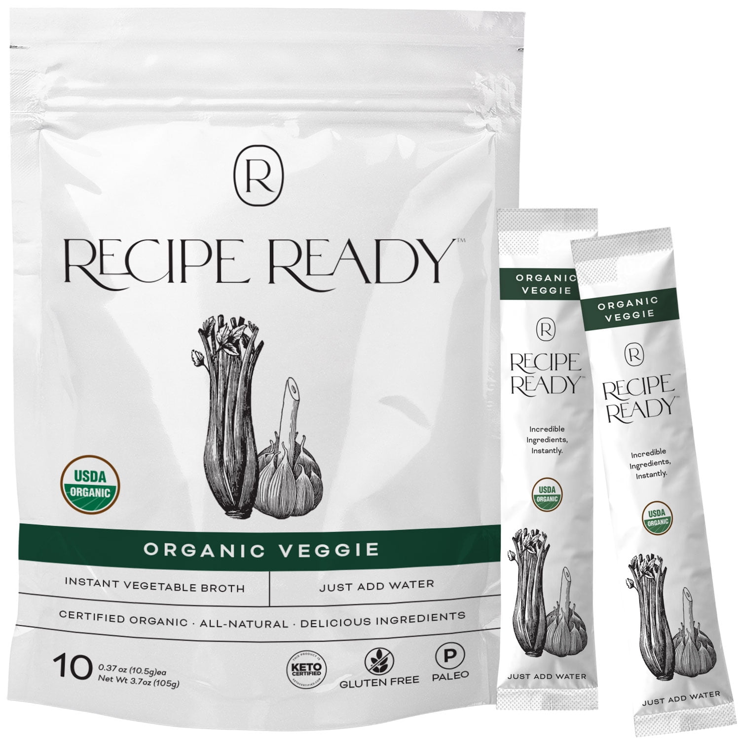 Recipe Ready Instant Organic Vegetable Broth Packets, 10ct. Solar