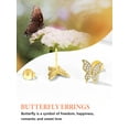 thumbnail image 2 of Silvora 18K Gold Plated Butterfly Earrings with Sparkling Zirconia Sterling Silver Butterfly Earring Studs Jewelry for Daughter Mom Wife, 2 of 7