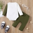 thumbnail image 4 of Newborn Baby Boys Clothes Baby Boys Outfits Letter Print Long Sleeve Romper Top Ripped Pants 2PCS Fall Winter Outfits Green 3-6 Months, 4 of 8