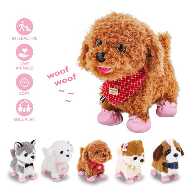 deAO Toy Dog for ​​Kids Interactive Electronic Dog Toy,Walking Barking Toy  Dog with Detachable Lead and Touch Sensing Functions – Realistic Puppy Toys