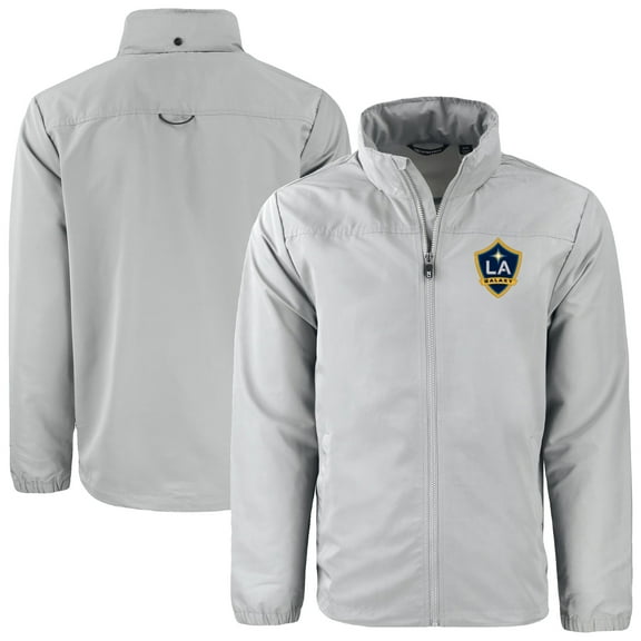 Men's Cutter & Buck  Gray LA Galaxy Big & Tall Charter Eco Knit Recycled Full-Zip Hoodie Jacket