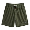 thumbnail image 2 of Nestiefly Mens Flat Front Shorts Drawstring Waffle Knit Jacquard Texture Outdoor Above Knee Shorts High Waisted Elastic Waist Above Knee Lounge Sweat Shorts with Pockets Army Green L, 2 of 5