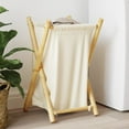 thumbnail image 2 of vidaXL Laundry Basket Washing Clothes Hamper Organizer Cream White Bamboo, 2 of 18