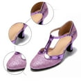 thumbnail image 6 of Women Dance Shoes 2.2" Ankle Strap Latin Dancing Heels Shining Glitter Stiletto Heels -Type F Purple US Size 8, 6 of 7