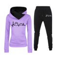 thumbnail image 1 of WILLBEST Womens Jeans Women's Sporty Hooded Sweatshirt Set Solid Color Long Sleeve Activewea Convertable Pants, 1 of 2