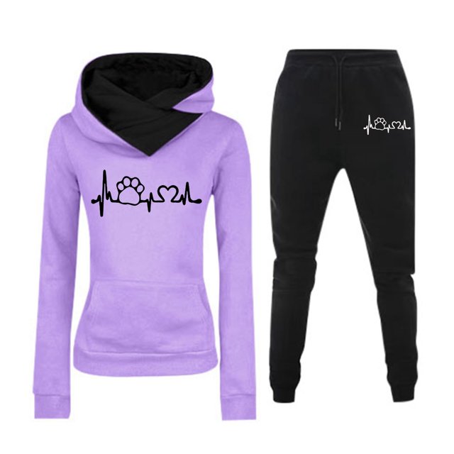 WILLBEST Womens Jeans Women's Sporty Hooded Sweatshirt Set Solid Color Long Sleeve Activewea Convertable Pants