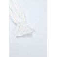 thumbnail image 4 of ABPHQTO Blusa de mujer blanca con hombros descubiertos y volantes a rayas, 4 of 5