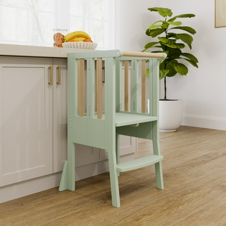Storkcraft Toddler Montessori Foldable Step Stool Sage with Driftwood