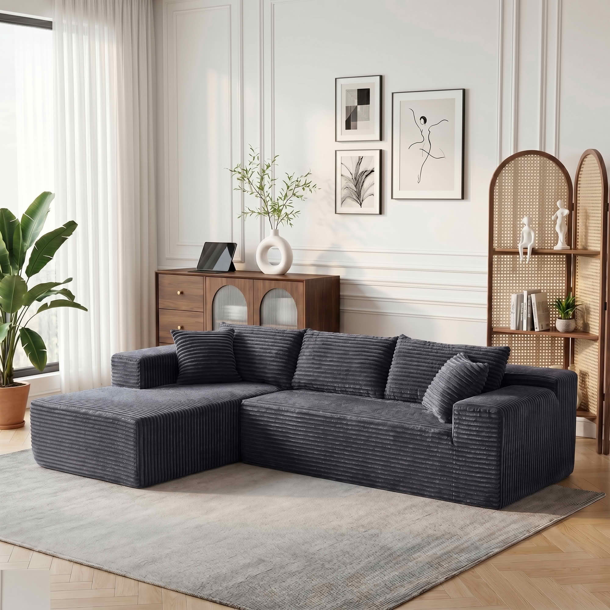 MAYEERTY 104" Cloud Sectional Couch with L-Shape Chaise, Modern Modular Sofa with Deep Seat, Upholstered Couches with Back Cushion for Living Room Bedroom, No Assembly Required