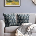 thumbnail image 3 of Dusty Blue Floral Pillow Covers 18x18 Set of 2 Block Print Cream Vintage Flower Leaves Chinoiserie Outdoor Decorative Throw Pillows Farmhouse Pillowcases Cushion Case Sofa Couch Bed Home Decor, 3 of 6