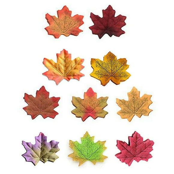 100pcs Simulation Maple Leaves Fall Leaves For Weddings Thanksgiving Day Parties