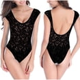 thumbnail image 2 of UTSJKR Women One Piece Swimsuit Sexy Scoop Neck Slimming Beachwear Fashion Floral Lace Modest Cap Sleeve Swimwear 2025 Black L, 2 of 4