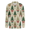 thumbnail image 6 of Men's Casual Style Christmas Print Loose Fit Henley Shirt Long Sleeve Top for Relaxed Comfort, Holiday Themed Casual Wear for Men,Khaki,L, 6 of 7